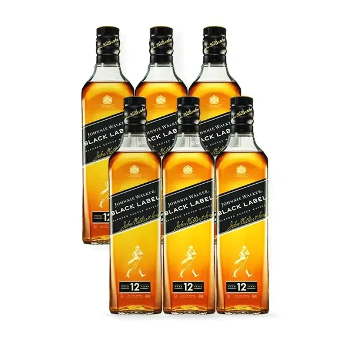 Kit Whisky Johnnie Walker Black Label 12 anos 1L - 6 Garrafas