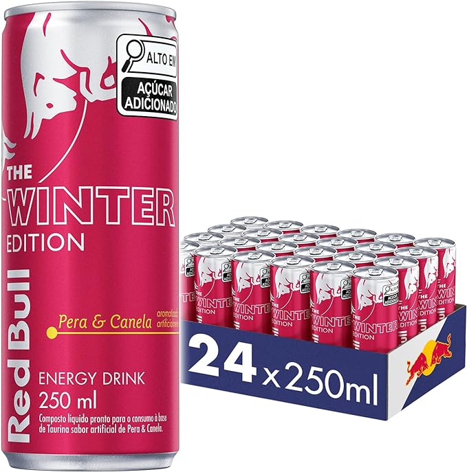 Pack de 24 Latas Red Bull Energético, Winter Edition, Pera e Canela, 250ml